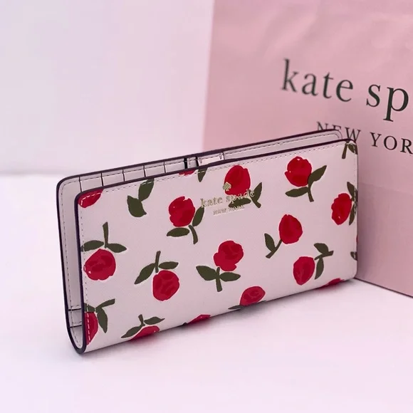 Kate Spade Rose Dana Large Slim Bifold Wallet - Picture 1 of 10